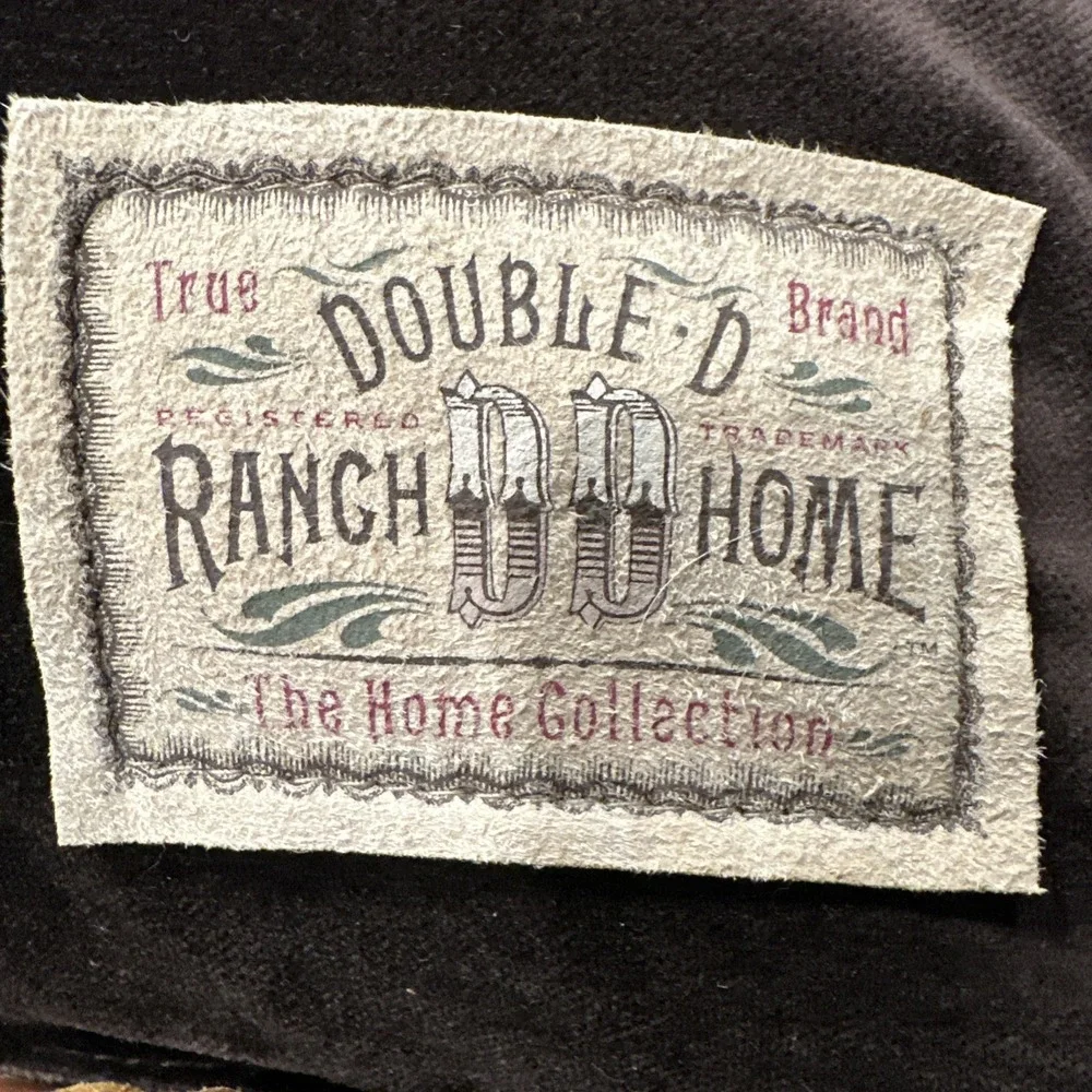 Double D Ranch Home Accent Pillow 18x12 Inch Tooled Leather Fringe USA Humor